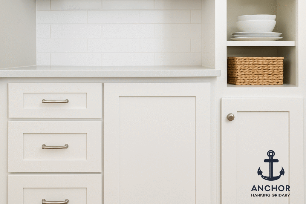 fort-collins-kitchen-cabinet-painting Fort Collins, CO Cabinet Painter - Anchor Painting - a series of white painted cabinets and drawers, as well as some storage