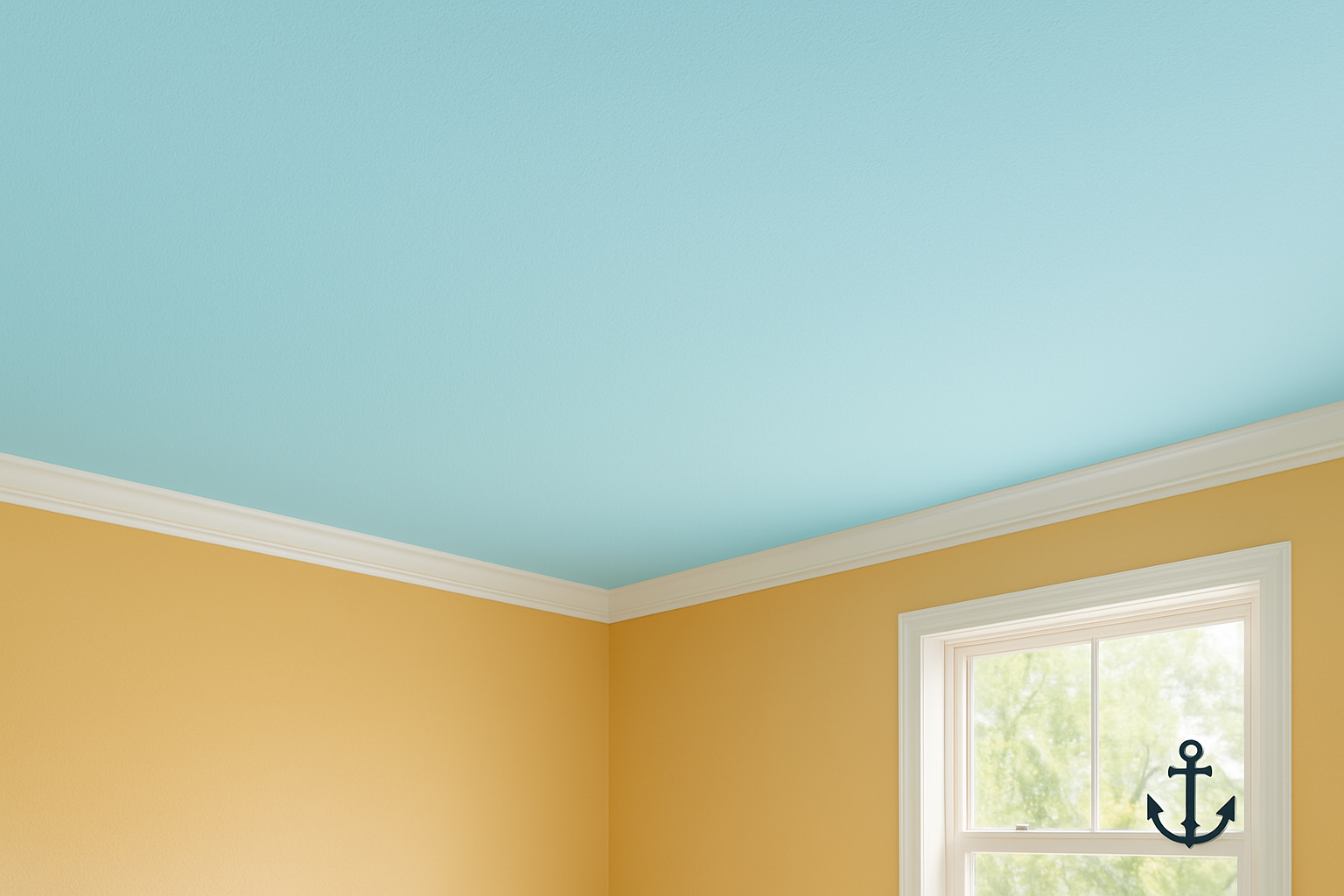 Fort Collins, CO - ceiling painting - Anchor Painting Company - a colorful ceiling, wall, and window