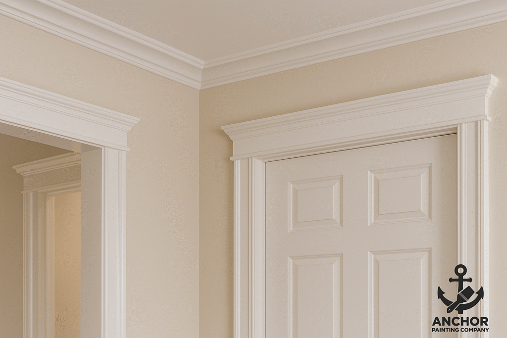 Trim, Mold, and Door Painting in Fort Collins - Anchor Painting - a door, trim, and molding painted white